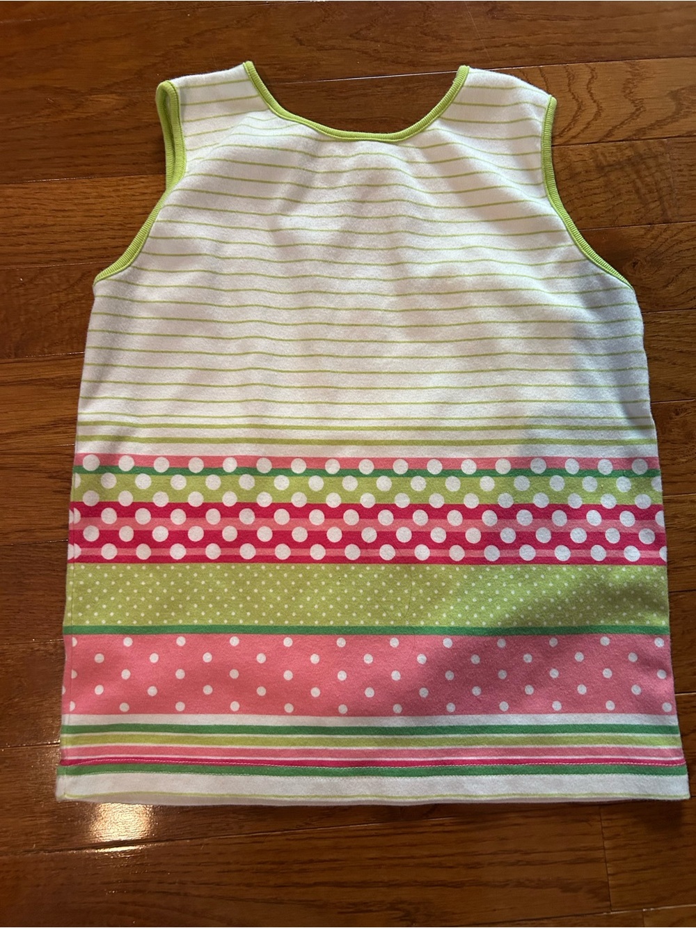 Gymboree White Tank with Pink and Green Polka Dot & Stripe Bands, Size 10